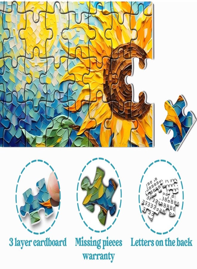 PPuzzling Sunflower Puzzles for Adults 1000 Pieces, Mosaic Flowers Painting Jigsaw Puzzles, Vintage Sunflower Plant Floral Art Puzzle as Flower Decor - Image 5